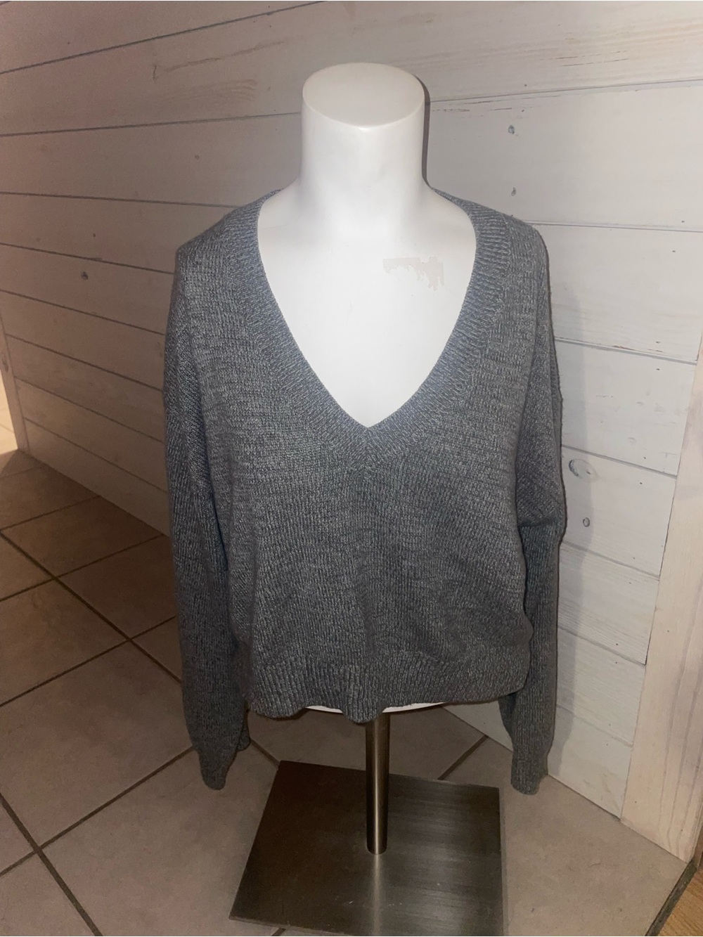Women's Divided by H&M Gray Cropped Sweater, medium